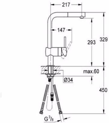 Смеситель для кухни GROHE Minta с выдвижным изливом хром 32168000