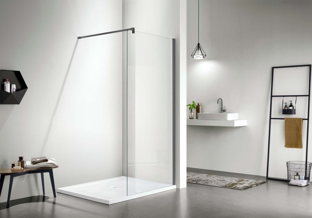 Душевая перегородка Aquanet Walk In WIW 09020GM 900x2000 мм с держателем оружейная сталь AQ WIW 09020GM