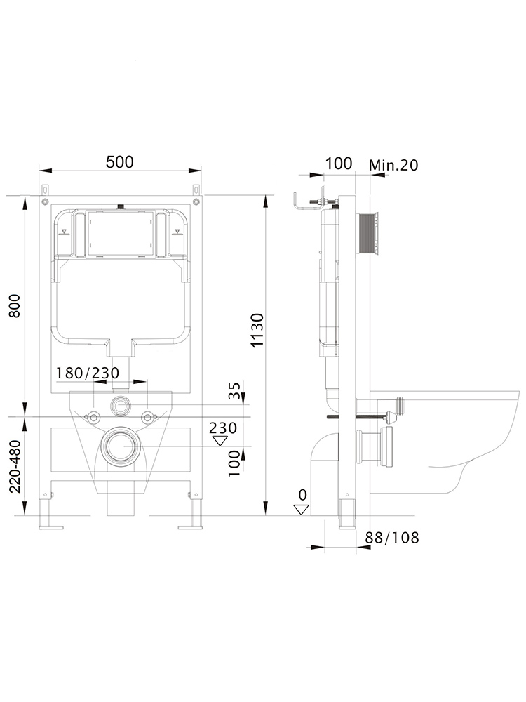 Комплект инсталляции AQUATEK Сириус (рама INS-0000012, унитаз AQ1582T-00 Tornado, сиденье soft-close) СИРИУС