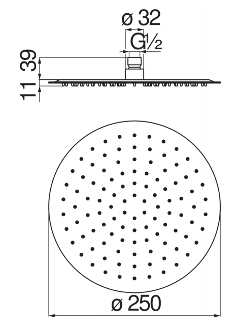 Верхний душ Paffoni 25 см AD139/121CR