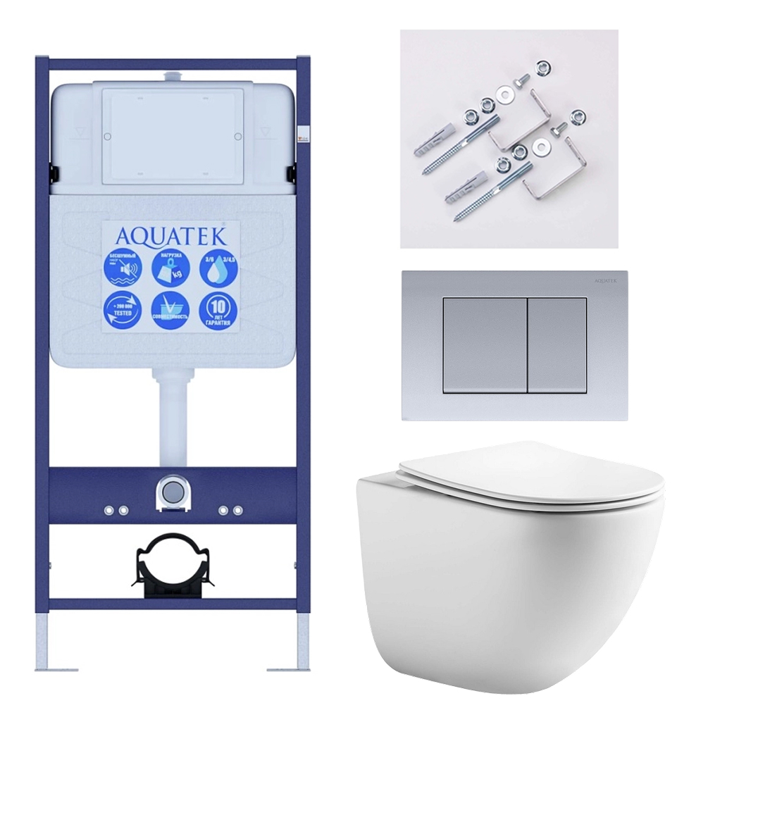 Комплект инсталляции AQUATEK ГЕЛИОС KKI2 рама Standard INS-0000012 крепеж KKI-0000002 унитаз AQ1993T-00