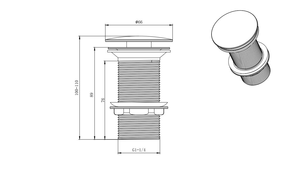 Сливной набор для раковины Aquanet Push-open без перелива матовый черный AQ6000MB