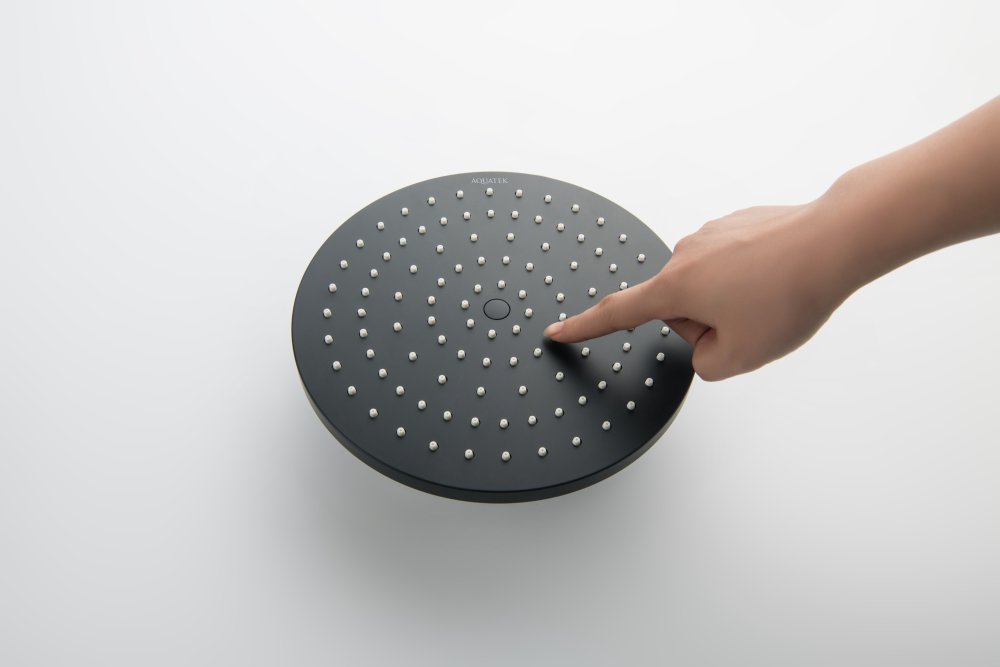 Верхний душ круглый Aquanet 220x12 мм матовый черный AQ2086MB