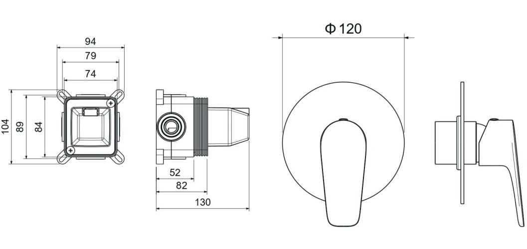 Смеситель для душа Aquanet Бетта скрытого монтажа 1 режим матовый черный AQ1166MB