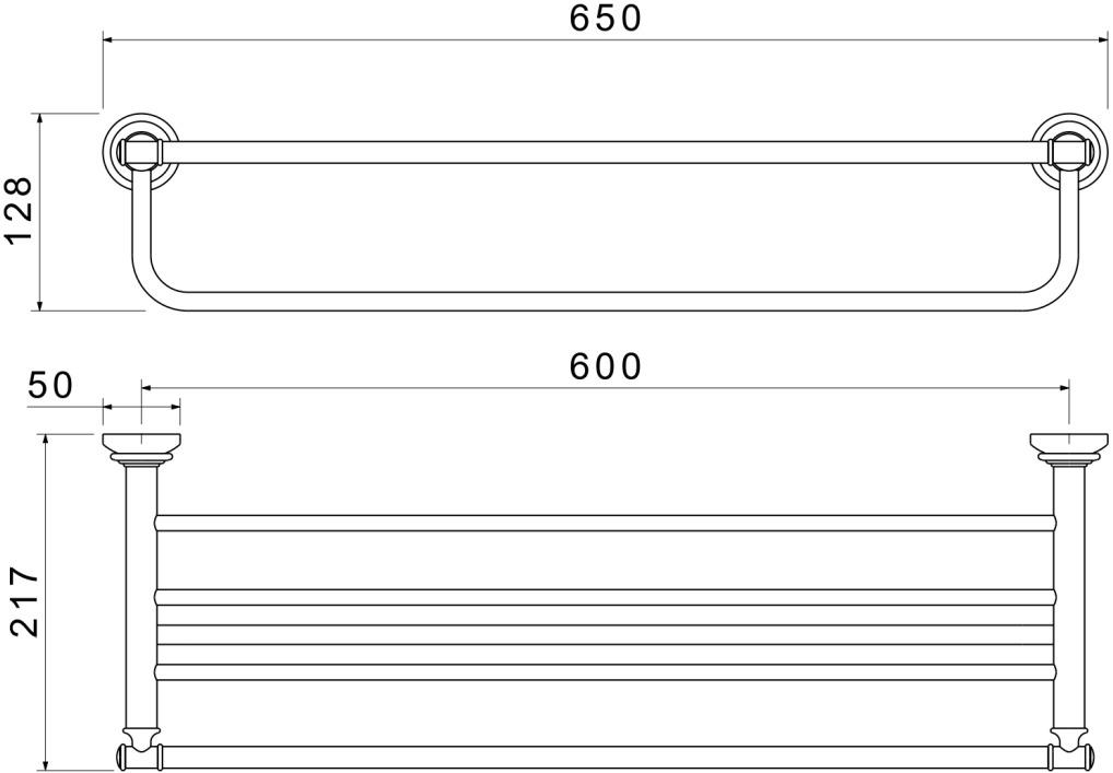 Полка для полотенец Aquanet Классик полированное золото AQ4515PG