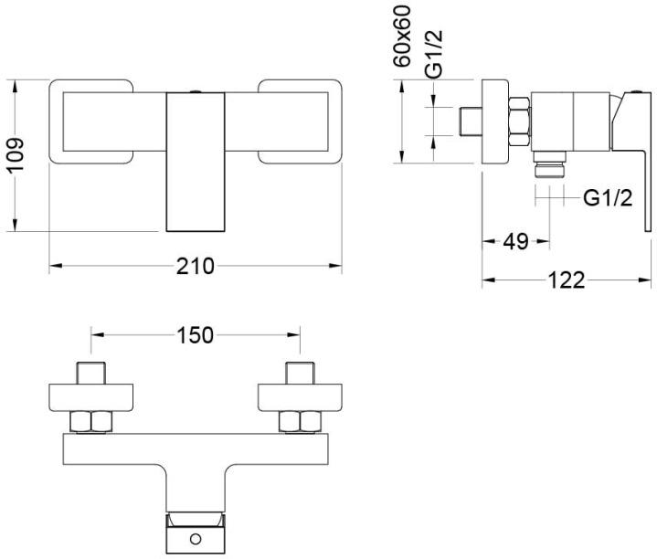 Набор смесителей 3 в 1 Aquanet Libra AQ1610CR/AQ1660CR/AQ2019CR AQ1631CR