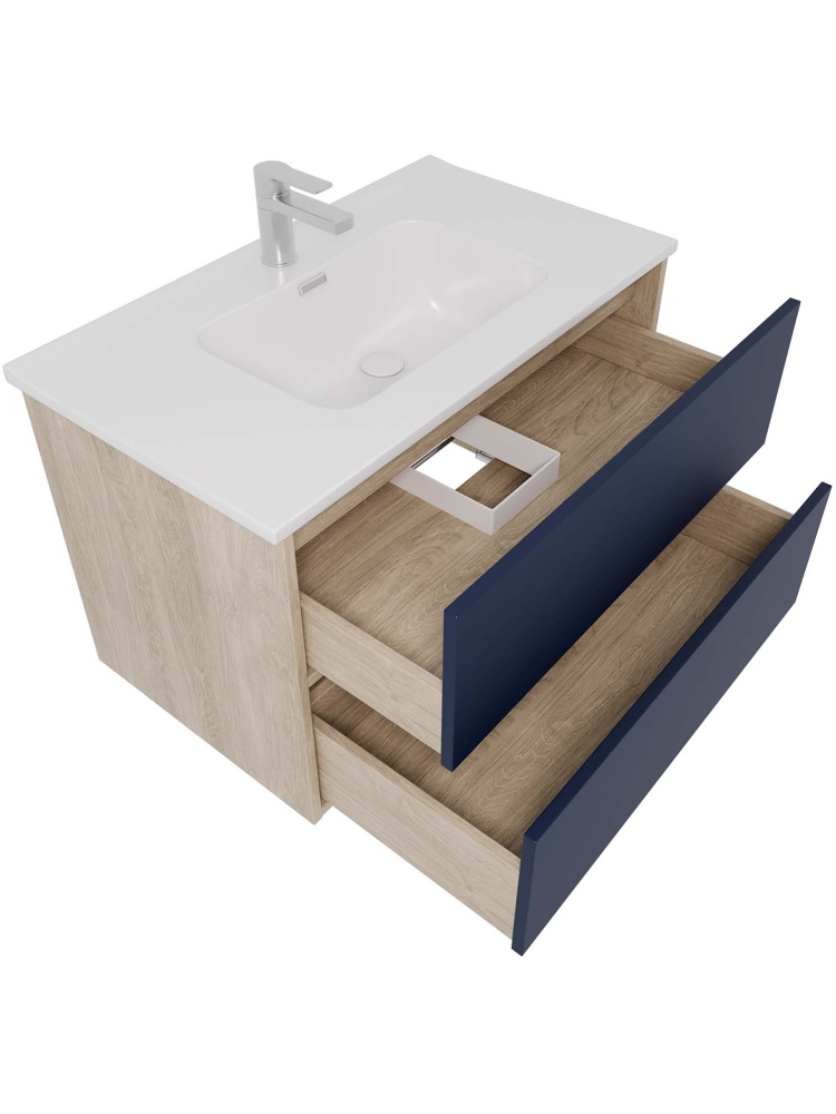 Комплект мебели для ванной AQUATON Либра 80 см тумба с раковиной AQ0480-00 серый матовый/дуб давос AQ66080-DO-MG