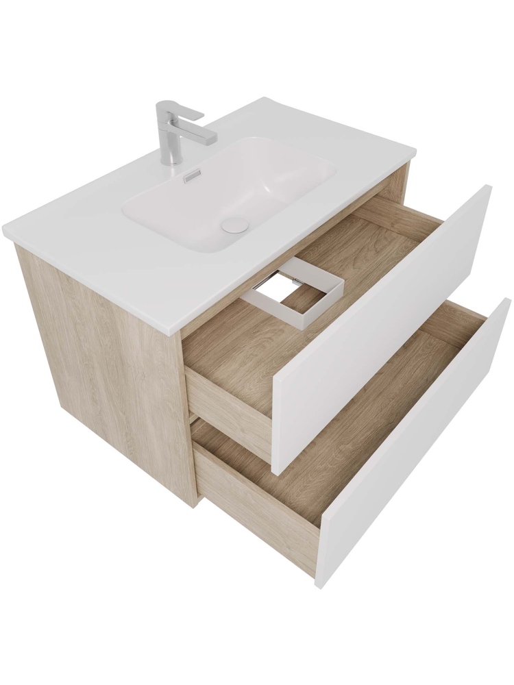Комплект мебели для ванной AQUATON Либра 80 см тумба с раковиной AQ0480-00 белый матовый/дуб давос AQ66080-DO-MW