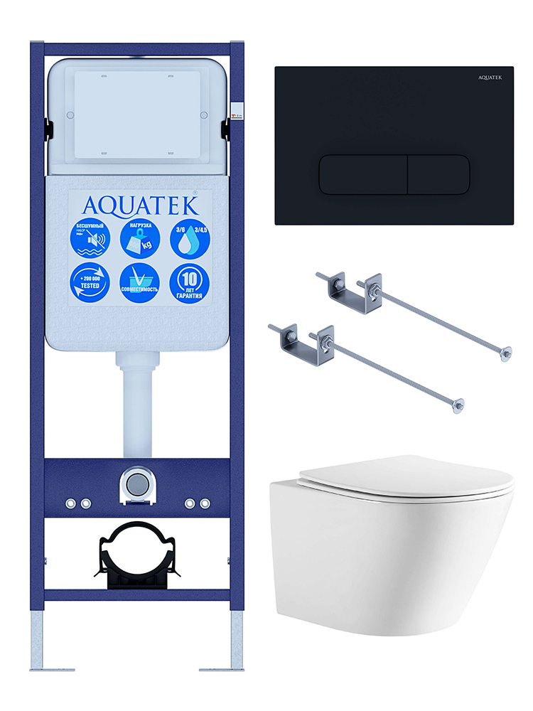 Комплект инсталляция с унитазом Aquatek Либерти (INS-0000017, KKI-0000001, KDI-0000017, AQ1999T-00) ЛИБЕРТИ-INS17-017