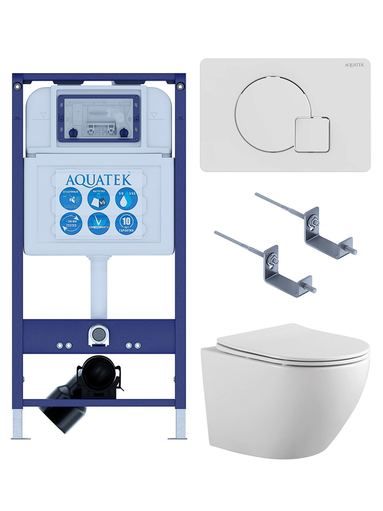 Комплект инсталляции 4 в 1 AQUATEK Европа с унитазом AQ1901-00 и клавишей KDI-0000066 SET AQUATEK ЕВРОПА-066 4в1