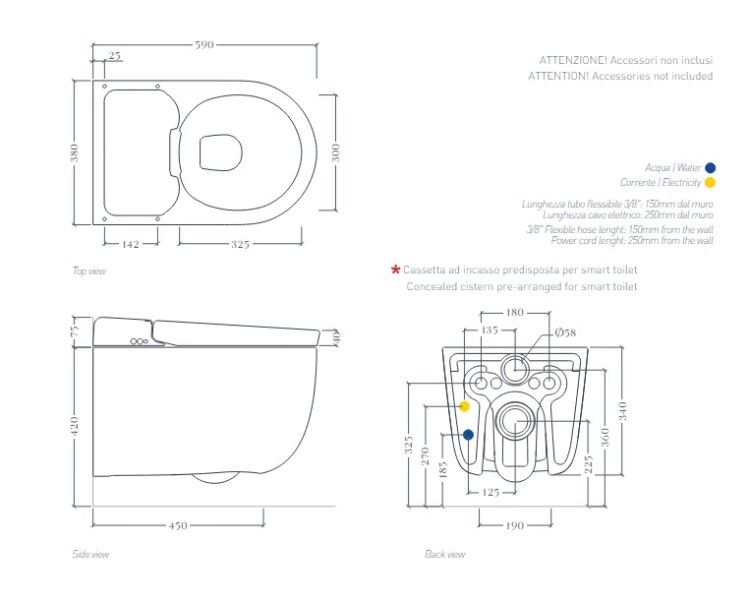 Унитаз-биде подвесной Artceram Hype 380x590 мм безободковый Saniglaze белый HYPEKHYV00100