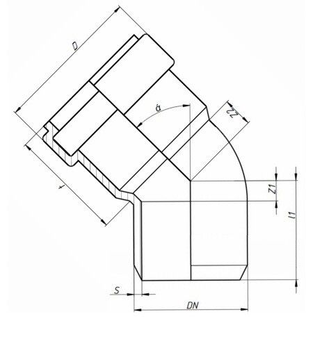 Отвод Ostendorf Skolan Safe SKB 15° 200 мм PP-MD RAL 7035 338100