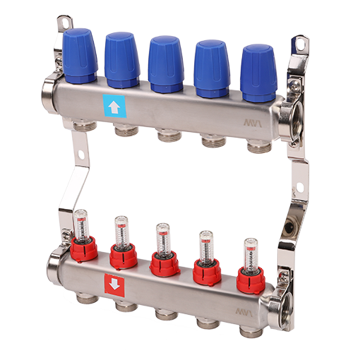Коллекторная группа Hogart Premium 1 x 3/4 EK 5 выходов с расходомерами MS50506