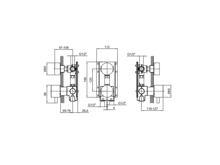 Смеситель для душа Fantini AF/21 Fukasawa с переключателем на 2 потока хром 2702A585B