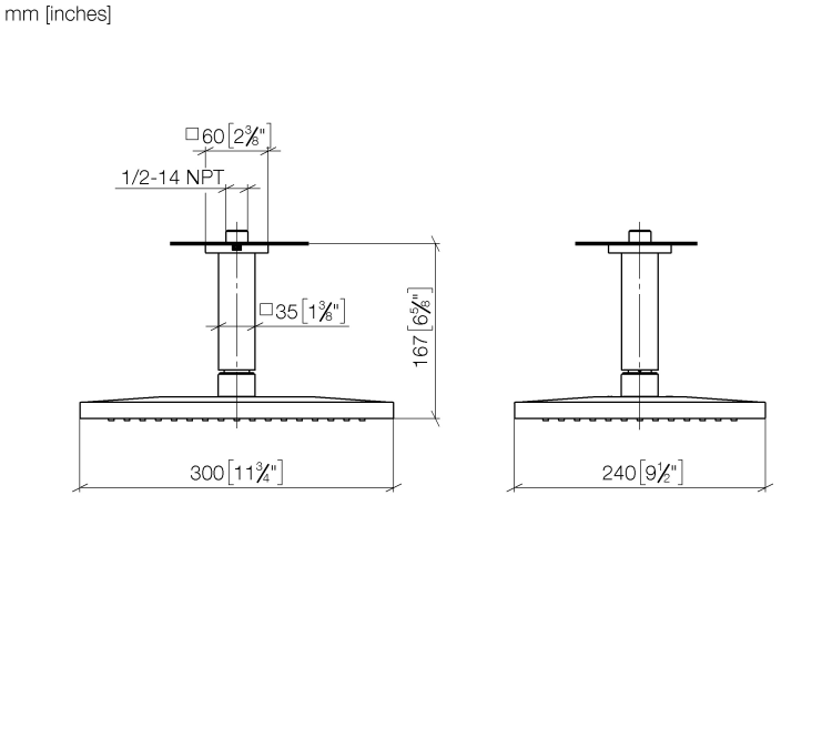 Верхний душ Dornbracht 300x240 мм потолочный, цвет Dark Platinum сатинированная 2877598099