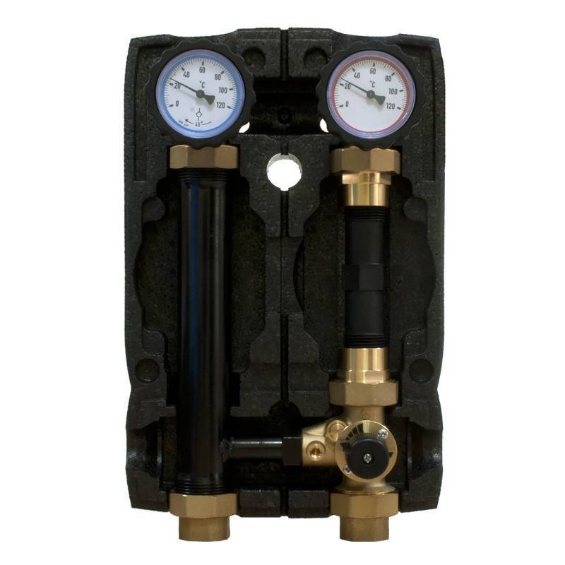 Насосно-смесительная группа Uni-Fitt DN25 с трехходовым клапаном и сервоприводом без насоса 493B2500