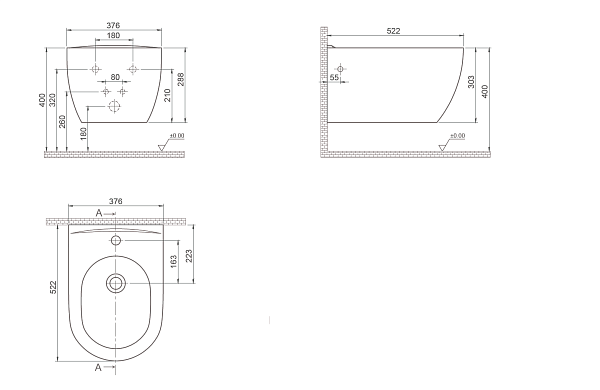 Биде подвесное Boheme Bianca 37,6х52,2 см белый матовый 964-WM