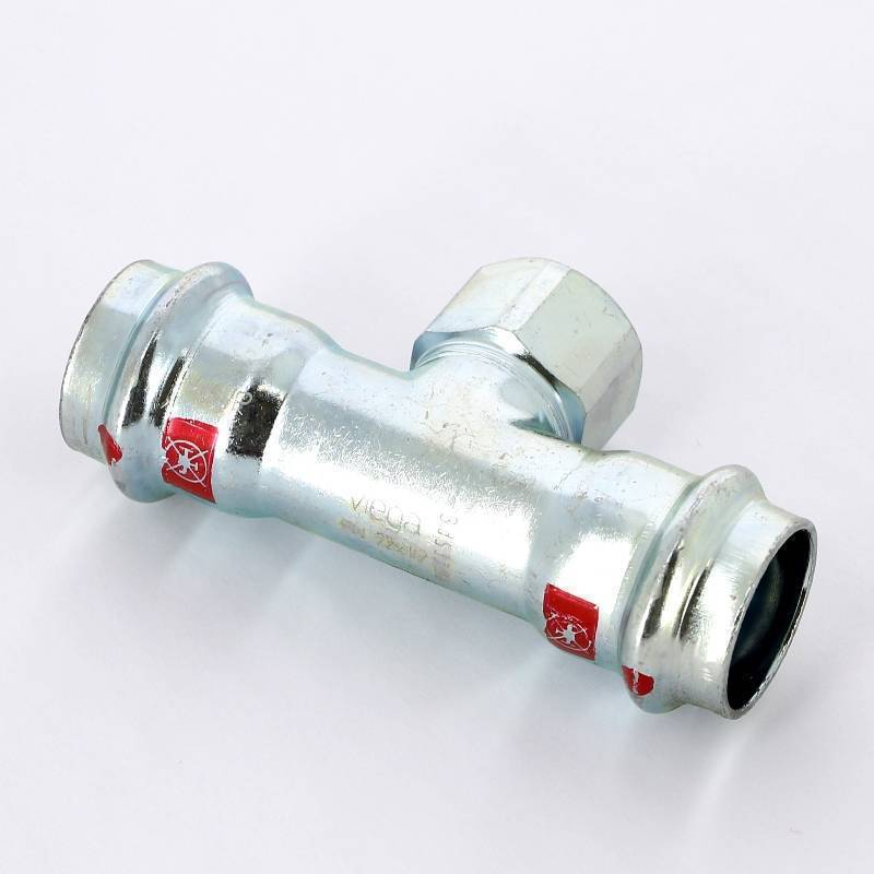 Тройник пресс-ВР оцинкованная сталь Viega Prestabo 22х1/2х22 мм 558901