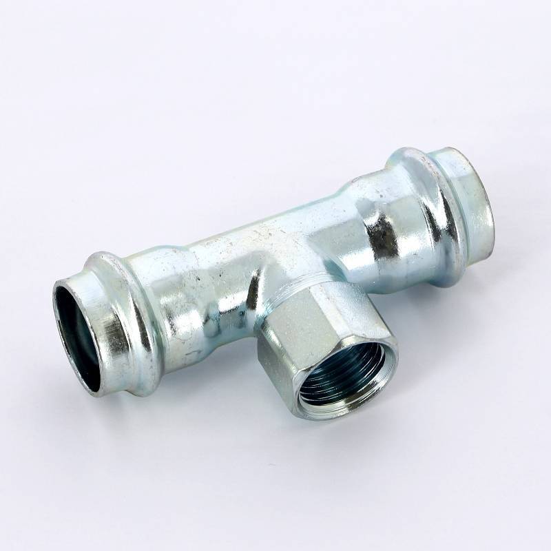 Тройник пресс-ВР оцинкованная сталь Viega Prestabo 22х1/2х22 мм 558901