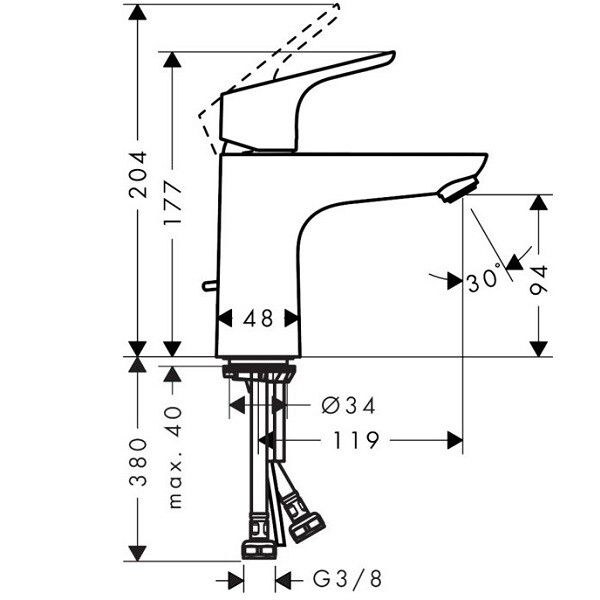 Смеситель для раковины Hansgrohe Focus 100 CoolStart хром 31621000