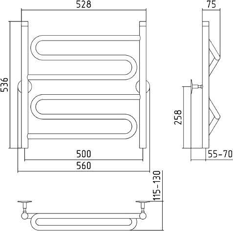 Полотенцесушитель водяной Стилье Универсал-51 56x53.6 см 00651-6050