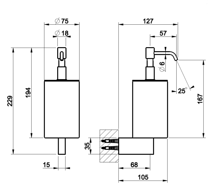 Дозатор для жидкого мыла Gessi Origini настенный 300 мл цвет Copper PVD/белый 66413030