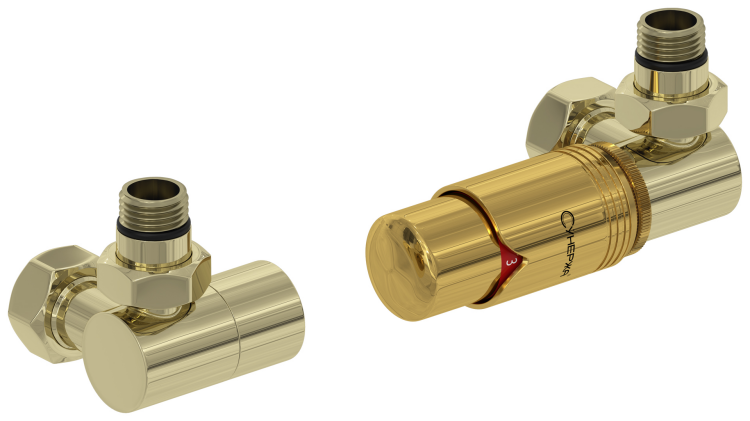 Комплект терморегуляторов Сунержа 3D автоматический правый G 1/2 x G 3/4 шампань/золото 02014220000