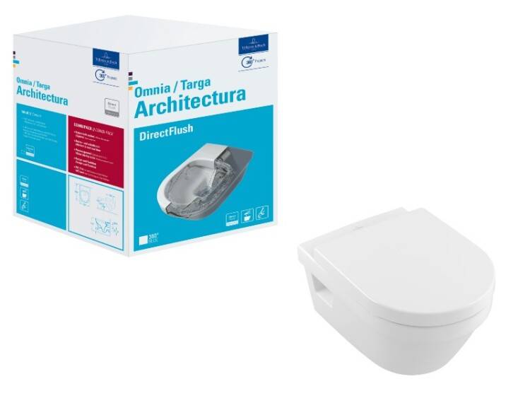 Унитаз подвесной Villeroy & Boch Architectura CeramicPlus 370х530х330 мм альпийский белый 5684HRR1