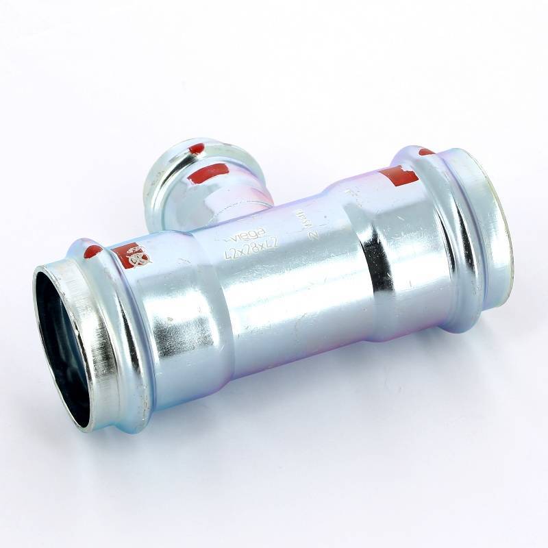 Тройник пресс Viega Prestabo оцинкованная сталь 42х28х42 мм 558796