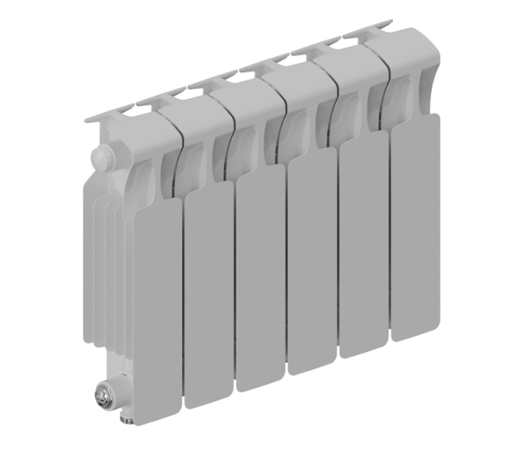 Радиатор биметаллический RIFAR MONOLIT VENTIL 300 6 секций нижнее подключение RAL 9016 MN-300-06-VR
