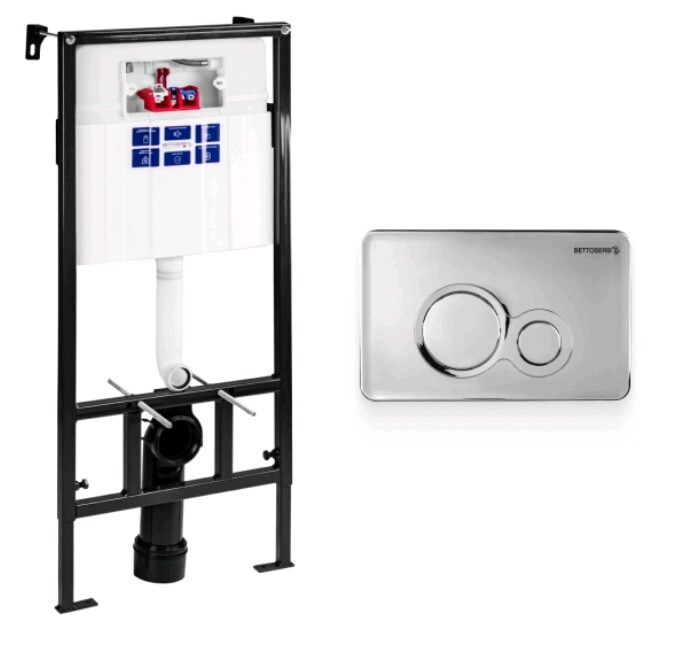 Комплект инсталляции для унитаза Bettoserb Sava Fix Slim с клавишей хром глянцевый SET40006464