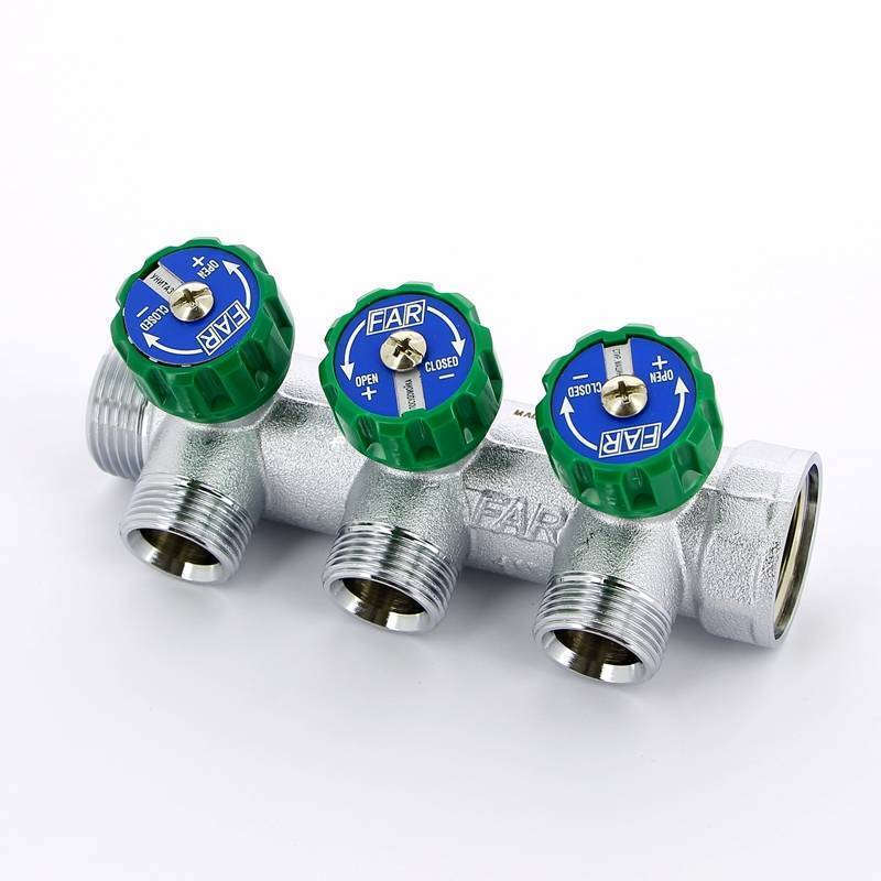 Коллектор проходной FAR 3 выхода 1 x 3/4 HP-BP Евроконус 45 мм FK 3822 134