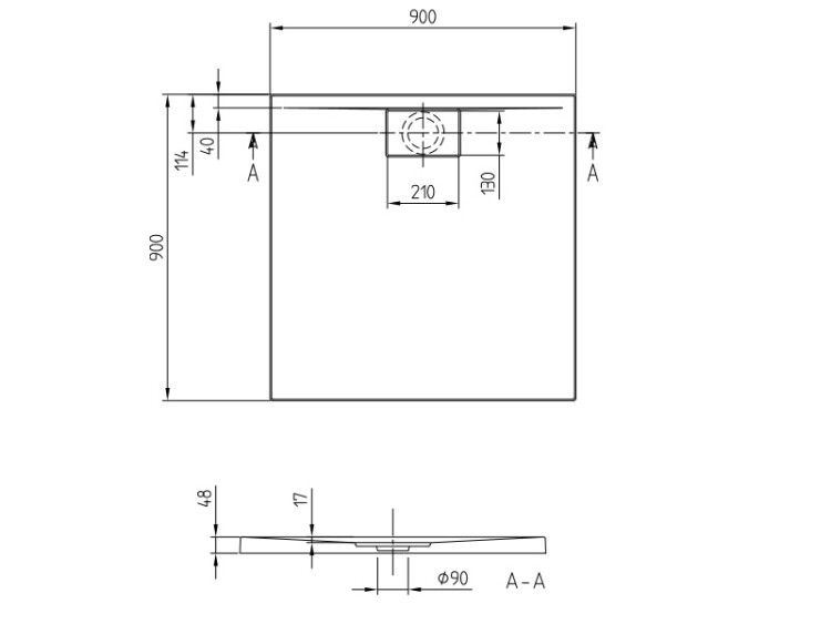 Душевой поддон Villeroy & Boch Architectura Metalrim 900x900 мм альпийский белый UDA9090ARA148V01