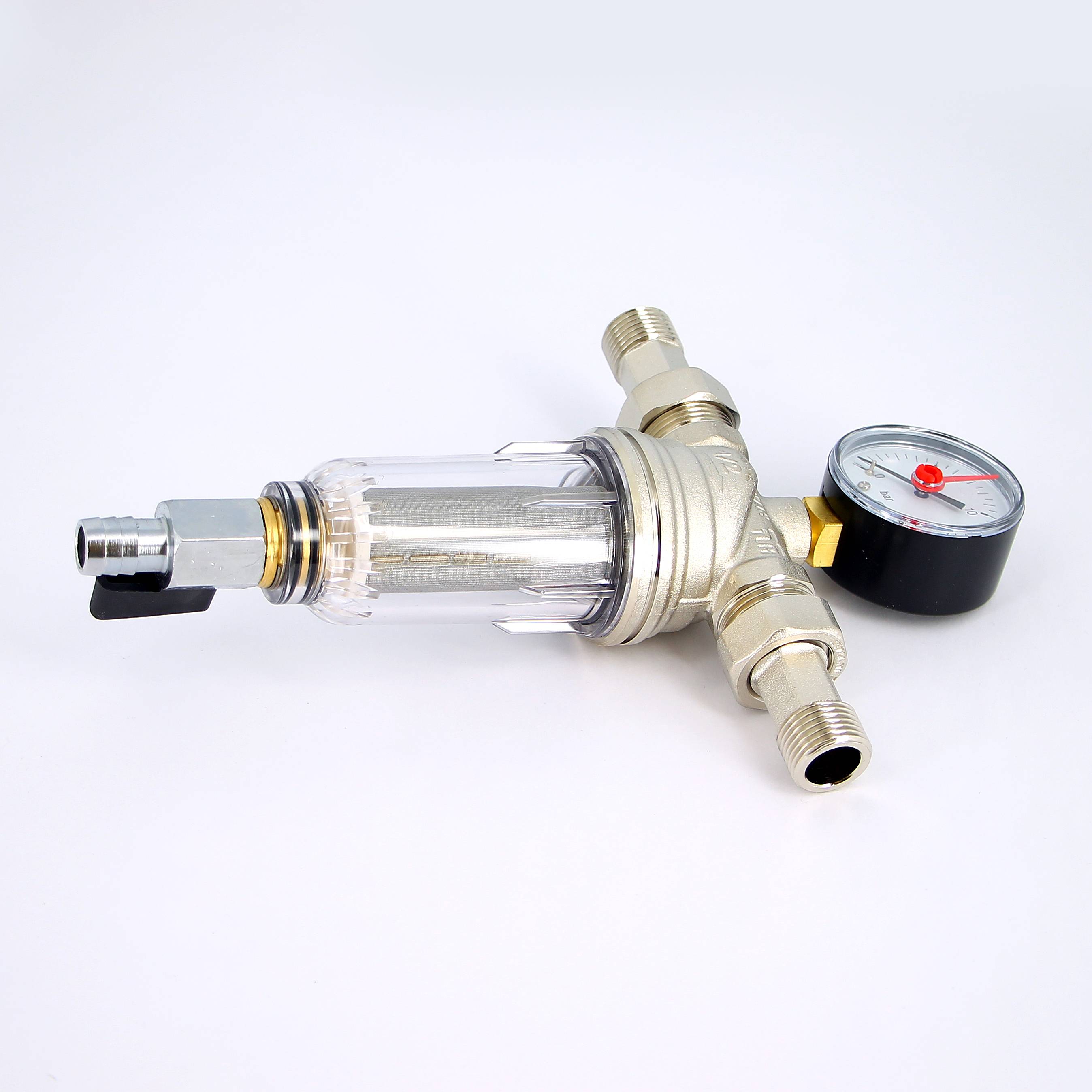 Фильтр промывной с манометром Tiemme 1/2 пластиковая колба 3130002