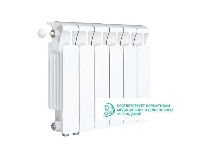 Радиатор биметаллический RIFAR Monolit Ventil 350 6 секций нижнее левое подключение белый 3RM35.VL-6 RAL 9016