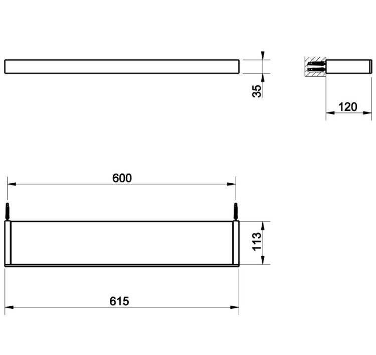 Полка Gessi Rettangolo 615х120 мм Black Metal Brushed PVD 20945707