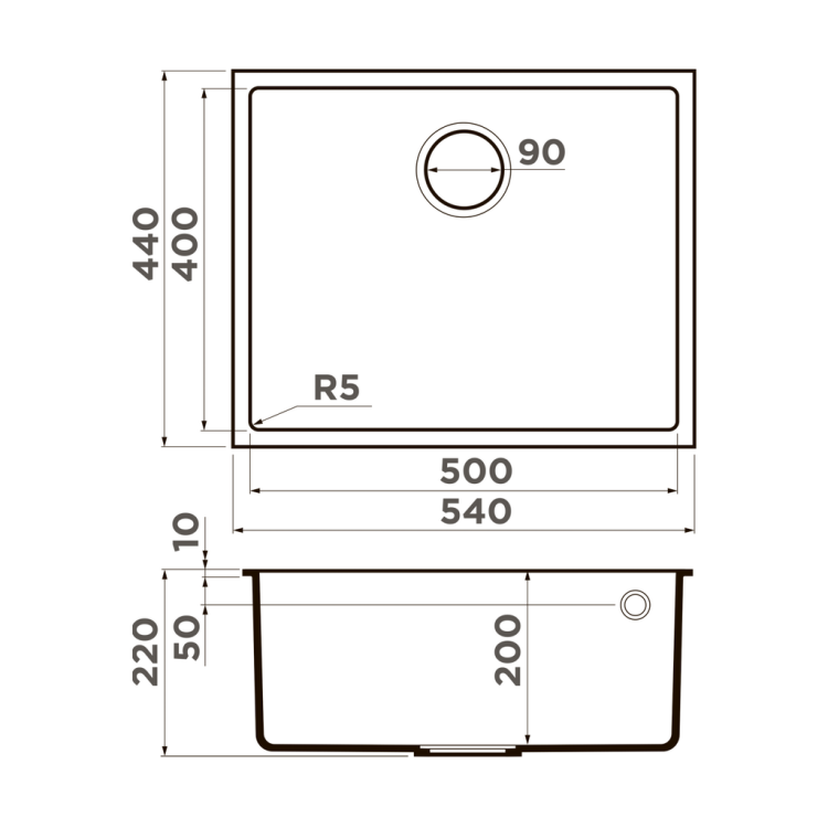 Мойка для кухни OMOIKIRI Bosen 54-U 540x440 мм темный шоколад 4993232