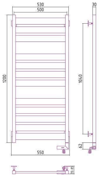 Полотенцесушитель электрический Сунержа Центурион 2.0 500x1200 мм правый темный титан муар 15-5603-1250