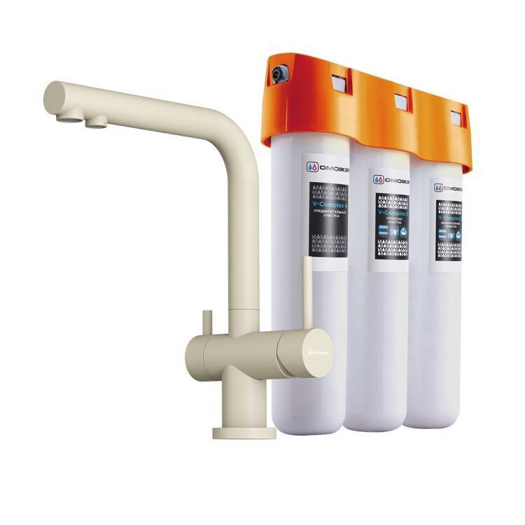 Смеситель для кухни OMOIKIRI Nagano-P нержавеющая сталь с водоочистителем PURE DROP Lite 40448028P