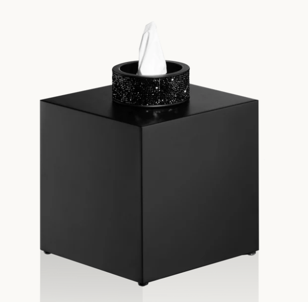Контейнер для салфеток Decor Walther Rocks 130х130х156 мм черный матовый/кристаллы Swarovski 0934460