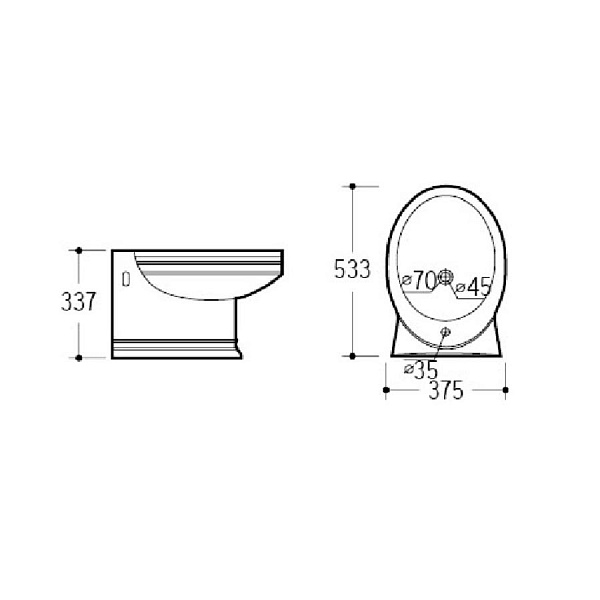 Биде подвесное Boheme Puro 37,5х53,3х33,7 см белый 955