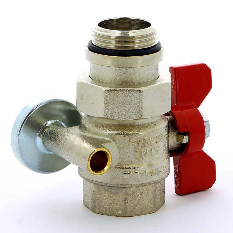 Кран шаровой Tiemme 1 НВ с разъемным соединением и термометром бабочка красная 2120043