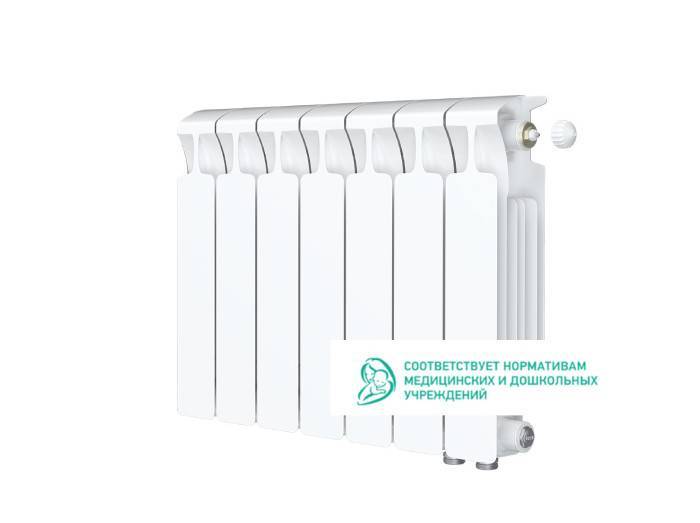 Радиатор биметаллический RIFAR Monolit Ventil 350 7 секций нижнее правое подключение белый 3RM35.VR-7 RAL 9016