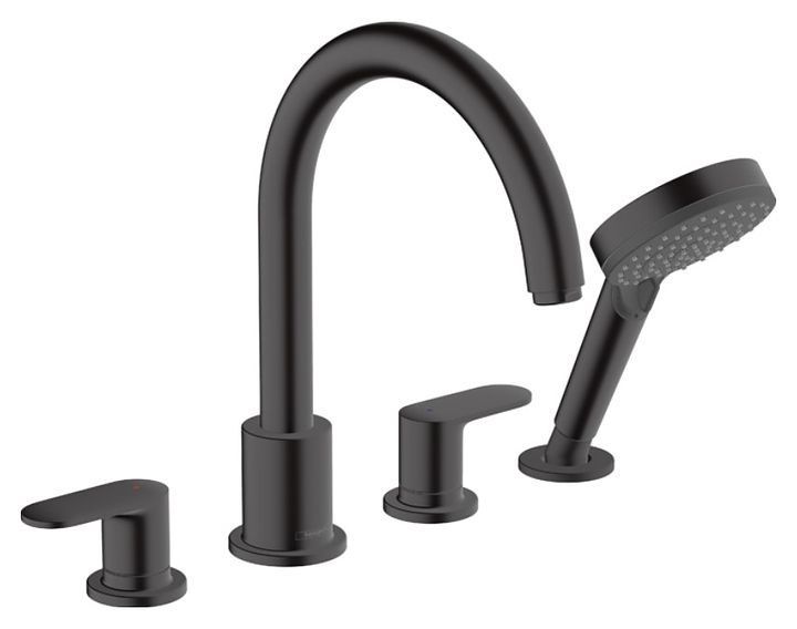 Смеситель на край ванны hansgrohe Vernis Shape на 4 отверстия матовый черный 71456670/13244180 71456670S