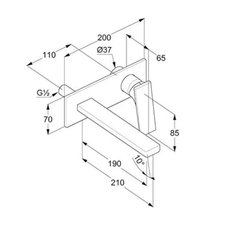 Смеситель для раковины Kludi DECUS настенный встраиваемый черный матовый 542443975