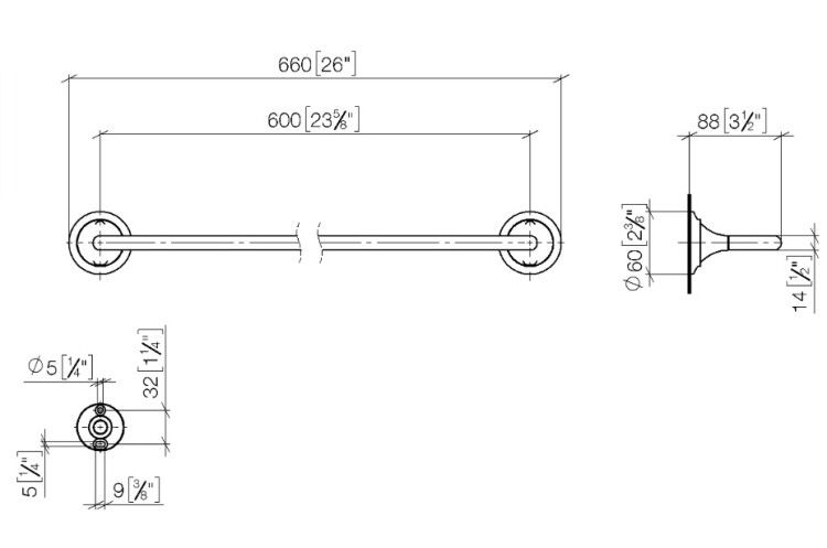 Полотенцедержатель Dornbracht Vaia 660 мм бронза сатинированная 8306080942