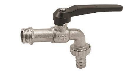 Кран шаровой угловой сливной Everline 1/2 Н ручка-рычаг со штуцером EV941212