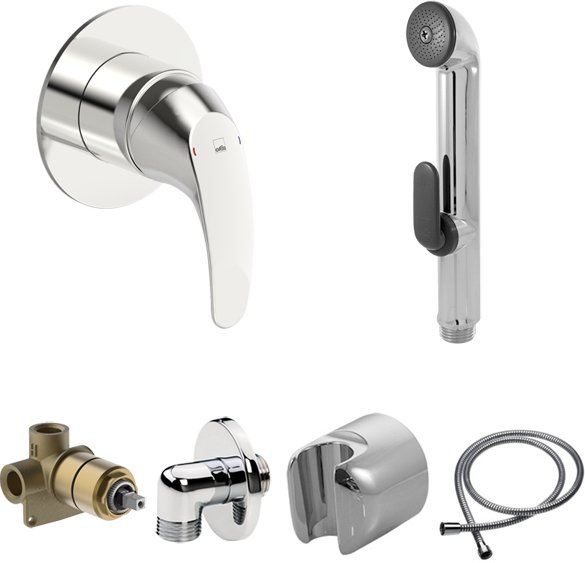 Комплект гигиенического душа Rossinka Polara со смесителем и шланговым подсоединением 1488