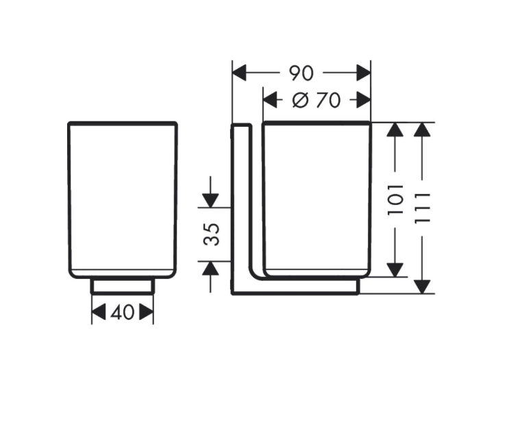 Стакан настенный Axor Universal Rectangular 70x90x111 мм цвет хром 42604000