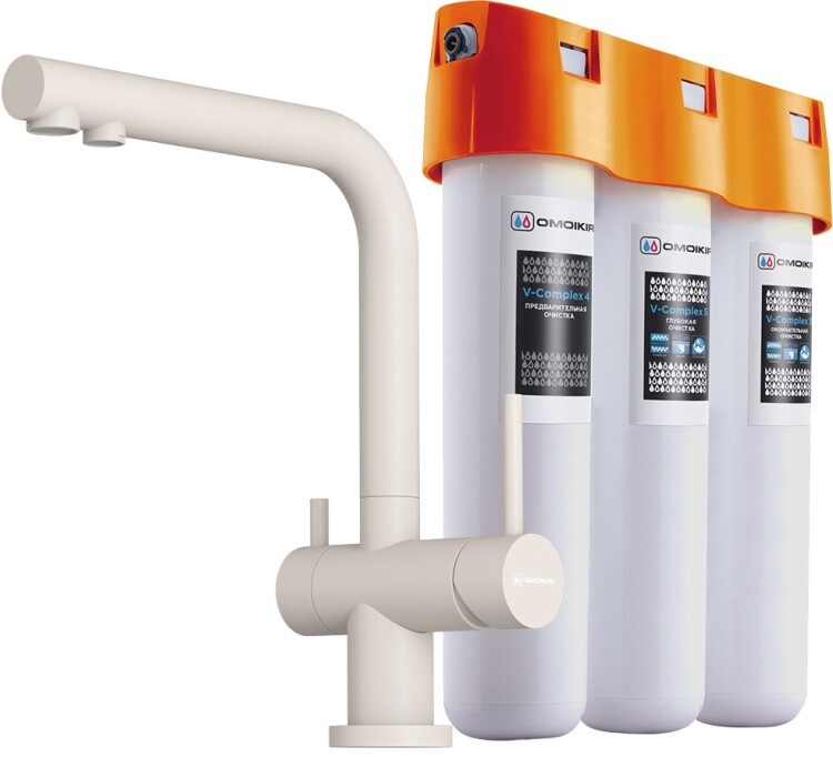 Смеситель для кухни OMOIKIRI Nagano-P пастила с водоочистителем PURE DROP Lite 42168028P